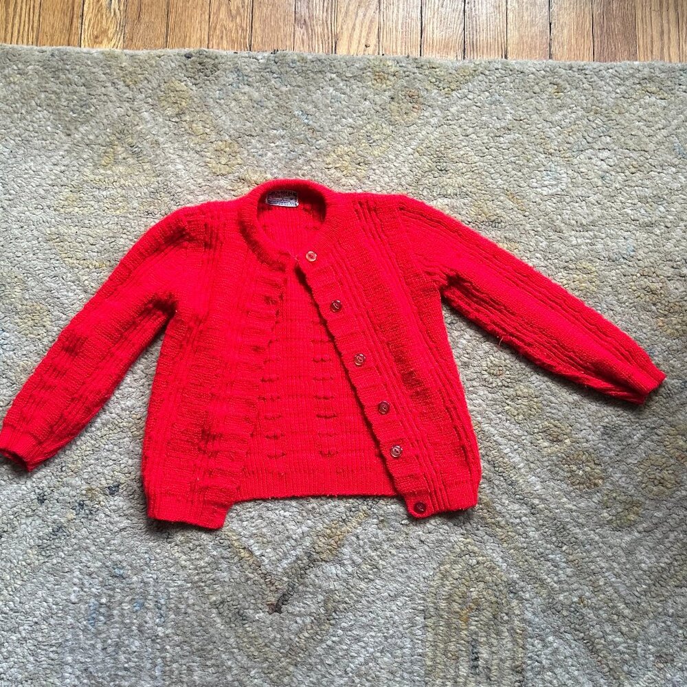 1970s Vintage Red Cardigan Sweater - 3T / 4T